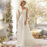 Romantisches, charmantes V-Ausschnitt-Spitzennetz-Hochzeits-/Abendkleid